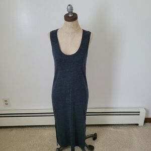 Madewell XS Gray Jersey Knit T-Shirt Tank Dress Side Slit Maxi